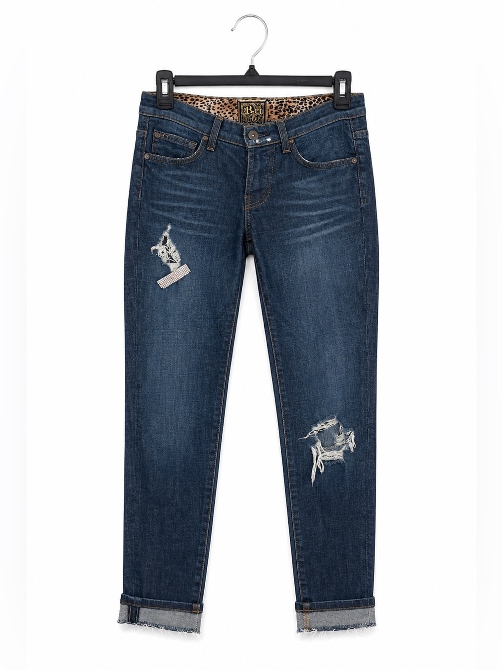 Rich & Skinny Jeans Womens 24 Dark Wash Skinny Distressed Stretch Denim
